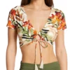 Vince Camuto Seychelles Floral Cropped Short Sleeve Swim Top V01725